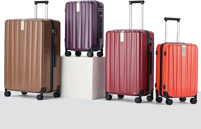 Hanke Luggage Sets 3 piece Carry On Luggage with Wheels PC Hard Shell Suitcases Lightweight Checked Tsa Luggage Extra Large Travel Suitcase Woman Men 20/24/29 Inch (Purple)