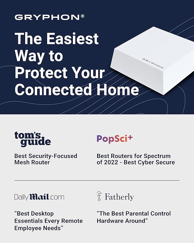 Gryphon Guardian Mesh WiFi Router and Parental Control System with Content Filters and Advanced Cyber Security