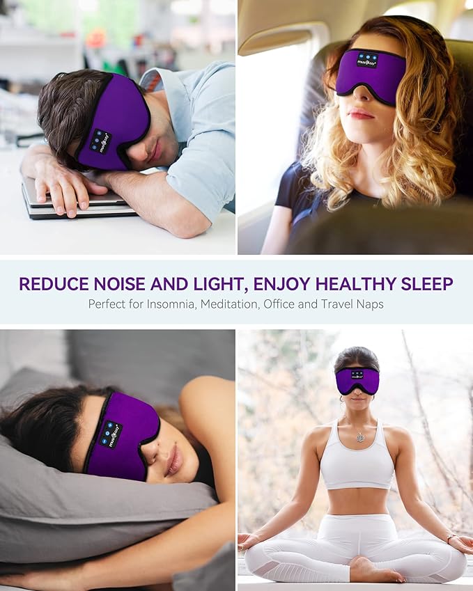 MUSICOZY 3D Bluetooth Sleep Mask with HD Stereo Sound, Wireless Sleep Headphones for Side Sleepers, Music Headband Eye Mask for Sleeping, Relaxation, Travel, Yoga, Cool Gadgets for Women Mom Girls
