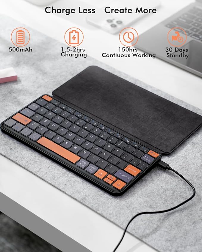 Universal Travel Keyboard Plus, New Dual Bluetooth Portable Keypad with 7-Color Backlit & Any-Angle Stand, Wireless Tablet Keyboard for iPad/Z Fold/Galaxy Tabs/Phones, Keypad for iOS/Android/Windows