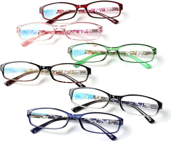 NORPERWIS 6 Pack Ladies Reading Glasses for Women Blue Light Blocking Spring Hinge Fashion Eyeglasses Readers for Women (Mix Color-2, 0.50)