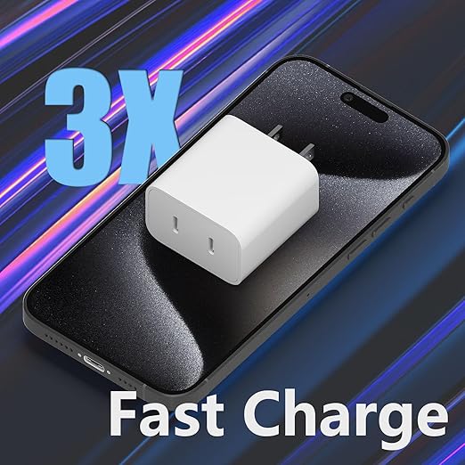 USB C Charger Block,2Pack Dual PD Port Type-C Fast Travel Charging Plug Power Adapter Compatible with iPhone 16 Pro Max/16 Pro/16 Plus/16/15/14/13/12/11/SE/XS/iPad/iWatch and More