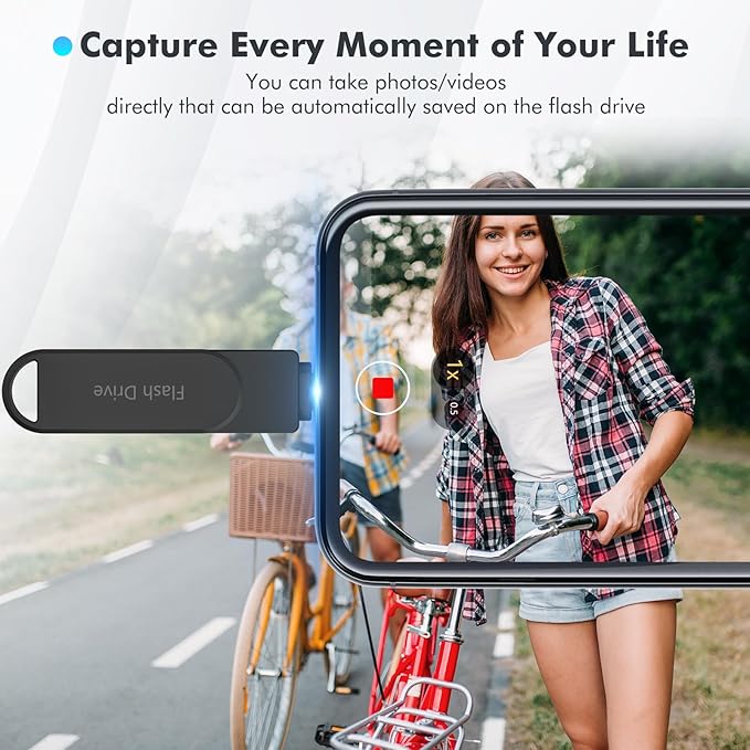 Apple MFi Certified Flash Drive 512GB, Photo Stick for iPhone Memory Stick for Photo/Video Backup Stick, High-Speed USB Thumb Drive for iPhone Storage Compatible for iPhone/iPad/Android/PC (Black)