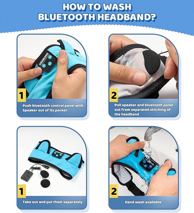 KIDSBAND Kids Headphones Bluetooth Headband Adjustable, Wireless Sleep Headphones for Kids with Wired Playback 3.5 MM Jack for Teens/Boys/Girls/Smartphones/School/Kindle/Airplane Travel/Plane/Tablet