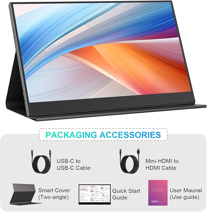 Touchscreen Portable Monitor 15.6-Inch, 1080P FHD IPS Display with Magnetic Case, HDMI & USB-C Plug&-Play, Laptop External Monitor for Laptop, MacBook,PC,Phone, Xbox, Switch, PS4/5