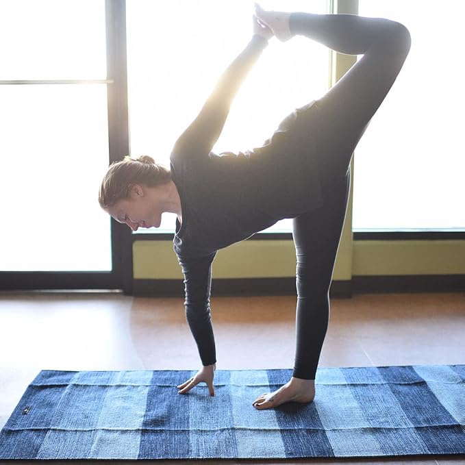 Hugger Mugger Cotton Yoga Rug - Absorbent, Grippy Tight Weave, Ashtanga and Hot Yoga Rug, Helps with Slippery Hands and Feet