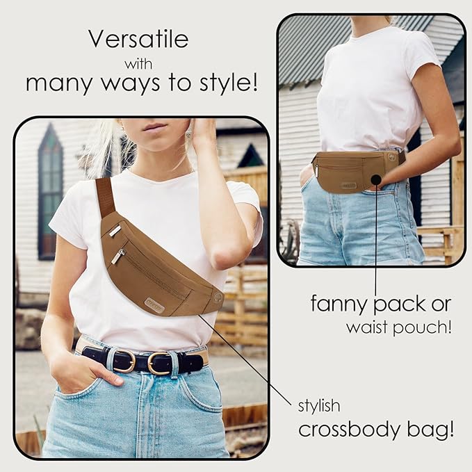 MAXTOP Large Crossbody Fanny Pack with 4-Zipper Pockets,Gifts for Enjoy Sports Festival Workout Traveling Running Casual Hands-Free Wallets Waist Pack Phone Bag Carrying All Phones