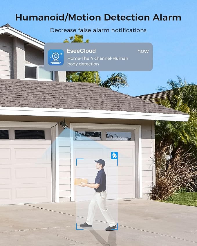 Hiseeu Wireless Security Camera Outdoor, 16CH 5MP WiFi Pro 8-Camera Kit, Wireless Security Camera System, Black Home Safety System, Need Plug-in,Motion, IP66, 3TB Storage, No Monthly Fees