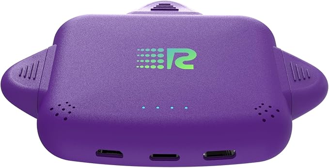 Rush Charge Universe 3 in 1 Portable Charger 3300mah, 2.4A High-Speed Fast Charging Compatible with iPhone and Android Lightning, Type C, Micro-USB Charges 3 Devices at a Time Pre-Charged RC33 Purple