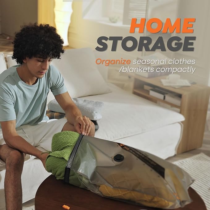 Rechargeable Wireless Pump Travel Storage Bags Set - 25 Pack Portable Space Saver Bags for Travel & Home - Vacuum Compression Packing Seal for Clothes, Blankets, Seasonal Storage