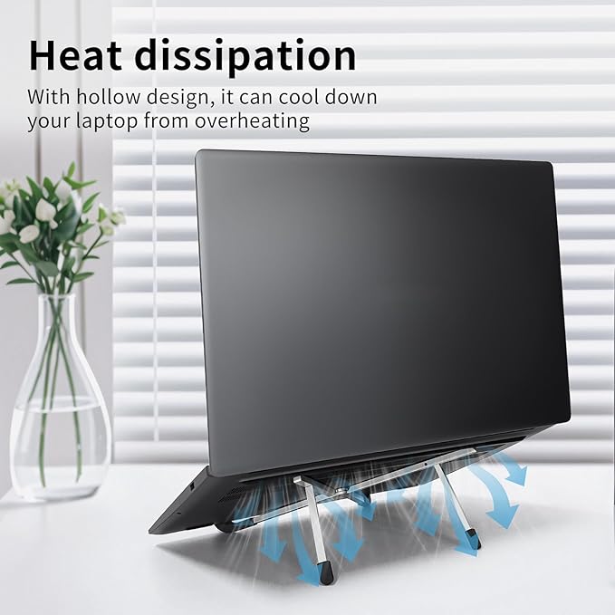 Protable Laptop Stand for Desk,Foldable Laptop Riser Holder,Ventilated Cooling Notebook Mount Computer Stand for 10-15.6” Laptops,Tablets,Aluminum