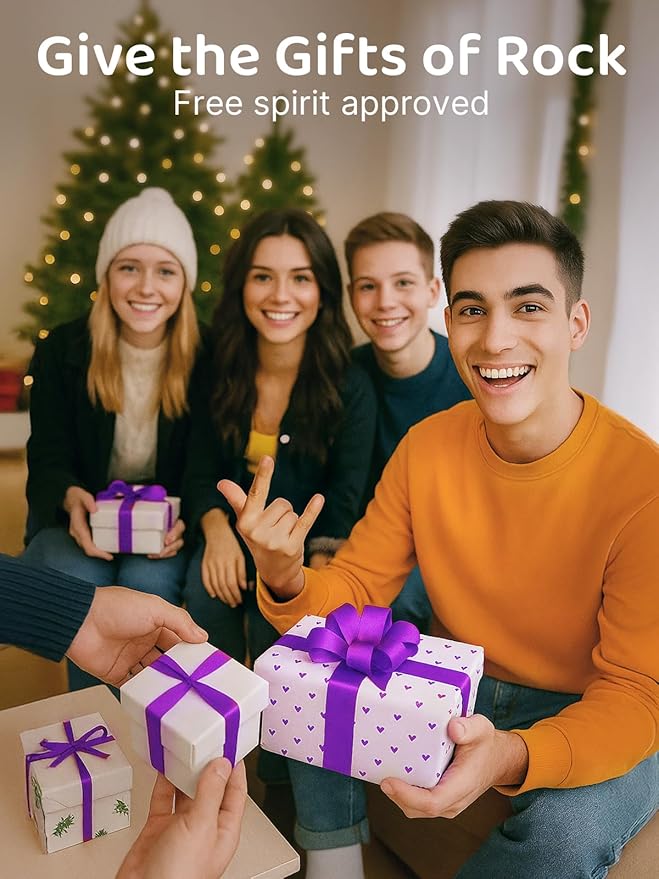 Stocking Stuffers for Teen Boys Girls Gifts Cell Phone Stand Upgrade Adjustable Rock on Lazy Phone Stand for Desk Cool Funny Gadget Gifts for Christmas Adult Men Women Wife 2Pack Purple Green