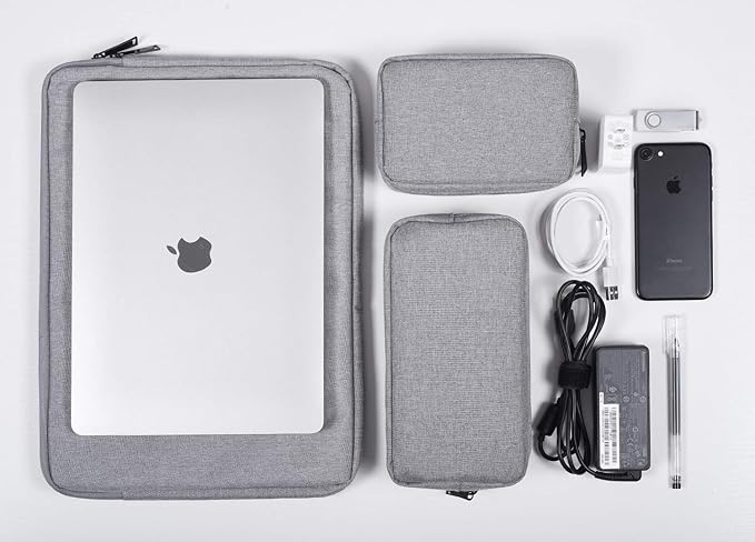 Electronics Accessories Organizer Bag,Portable Digital Storage Bag for Cable,Power Bank,Charger,Charging Cords,Mouse,Adapter,Earphones and More Out-Going,Business,Travel Gadget Bag,Grey(Small+Big)