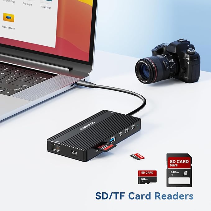 ANYOYO USB C Docking Station Dual Monitor 14-in-1 Docking Station 3 Monitor(2 HDMI+ Video Out) 10Gbps (4*USB-C+1A) +PD100W+Ethernet+SD/TF Laptop Dock Multiport Adapter for Dell/HP/Lenovo/Thinkpad