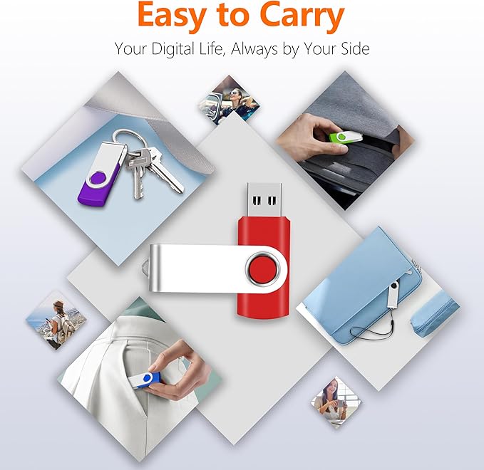 AreTop 50 Pack 4GB USB Flash Drives Bulk of 2.0 Thumb Drives Pack 4GB USB Drive Bulk Pen Drive Zip Drive Memory Stick with Lanyard for Storage and Backup (Mixed Colors 50pcs)