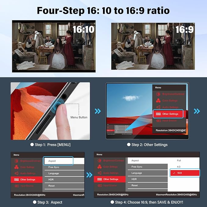 InnoView 18 Inch 260Hz Portable Gaming Monitor,2K QHD 100% DCI-P3 Portable Monitor Gameplus HDR FreeSync Laptop Monitors,Portable Screen for PC Phone Game Console