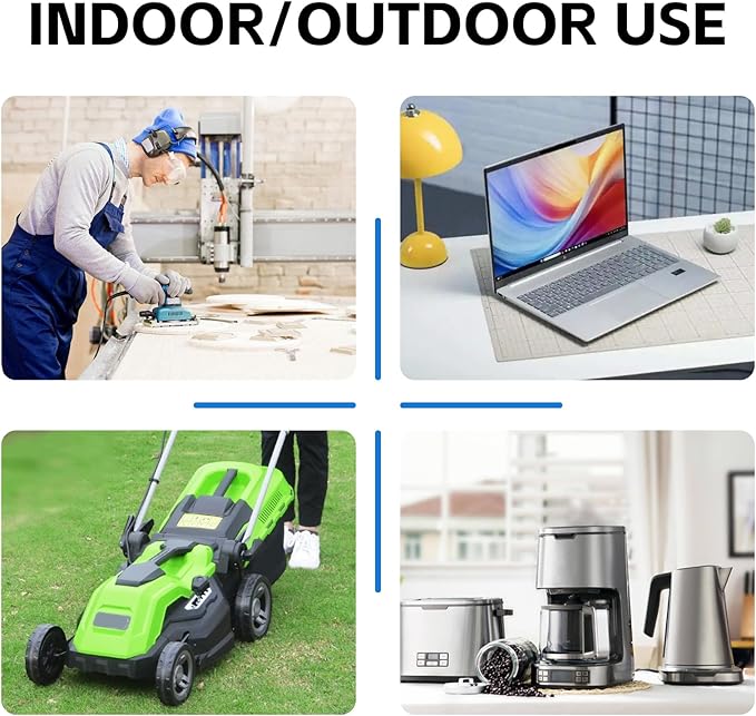 EP 15 Ft Outdoor Extension Cord, 12/3 SJTW Heavy Duty Waterproof Power Cable, 3 Prong Grounded Plug, Lighted End, for Lawn, Garden, Appliances, Blue