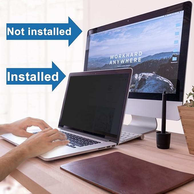 Laptop Privacy Screen 15.6 Inch for HP Dell Acer Asus Lenovo Thinkpad Envy Xps, 16:10 Aspect IPROKKO Removable 15.6in Anti Blue Light Glare Privacy Filter Shield, Anti Spy Computer Monitor Security