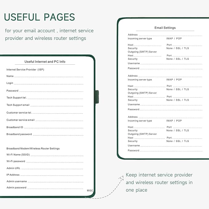 Password Book with Alphabetical Tabs – Hardcover Internet Address & Password Organizer – Password Keeper Notebook for Computer & Website – 5.2 x 7.6" Log-in Password Journal w/ Thick Paper (Earth Green)