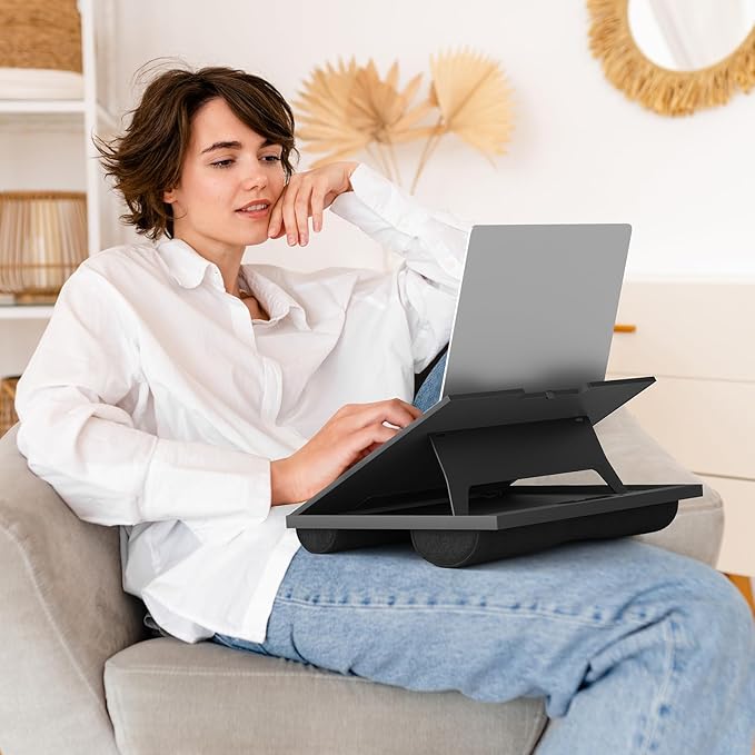 Adjustable Laptop Stand with 8 Angles - Dual Cushion Desk for Sofa, Bed, Car or Work Table by HUANUO