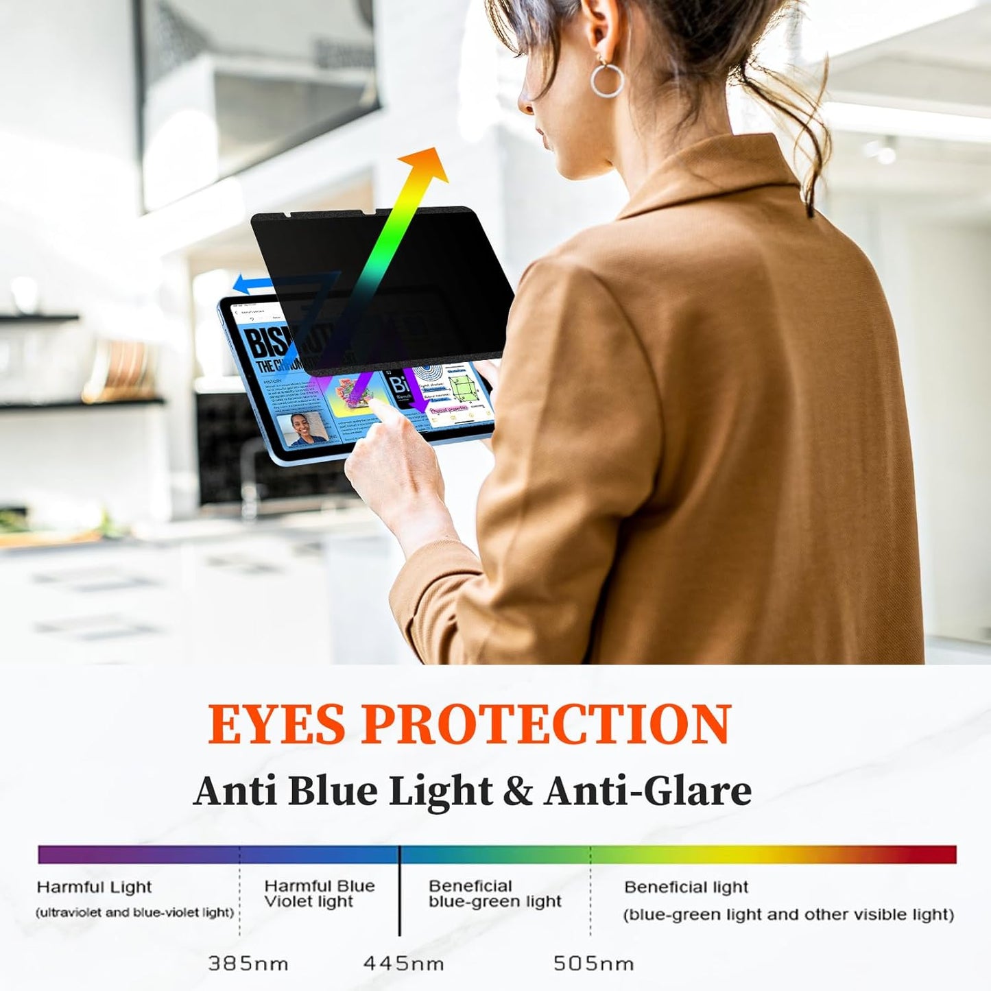 Upgraded 360° Magnetic Privacy Screen Protector for iPad 10th generation (2022) / 11th generation (2025) (Landscape+Portrait Privacy), Removable 4-Way Anti Spy Screen Film, Anti Glare Blue Light Filter, High Sensitive Bubble Free Screen