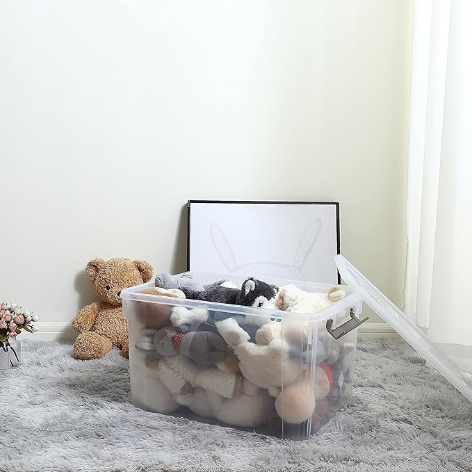 Citylife 6 Packs 58.1 QT Plastic Storage Bins with Lids Large Stackable Storage Containers for Organizing Clear Storage Box for Garage, Closet, Kitchen