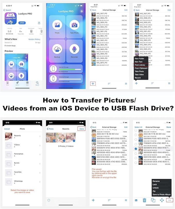 MFi Certified 256GB Flash Drive for iPhone Photo Stick, USB Memory Stick High Speed iPhone Flash Drive, External Memory Storage USB Stick Thumb Drive for iPhone/iPad/Android/PC (Metallic Silver)