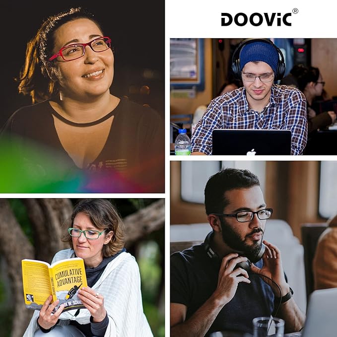 DOOViC 2 Pack Reading Glasses for Women Men TR90 Flexible Lightweight Anti Eyestrain Blue Light Blocking Computer Readers