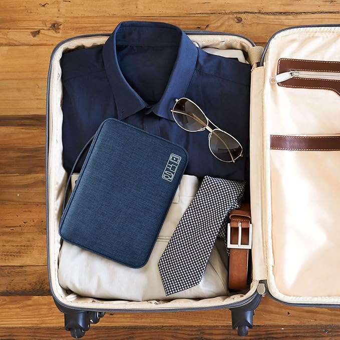 SELLYFELLY Electronic Bag Travel Cable Accessories Bag Waterproof Double Layer Electronics Organizer Portable Storage Case for Cable, Cord, Charger, Phone, Adapter, Power Bank, Kindle, Hard Drives