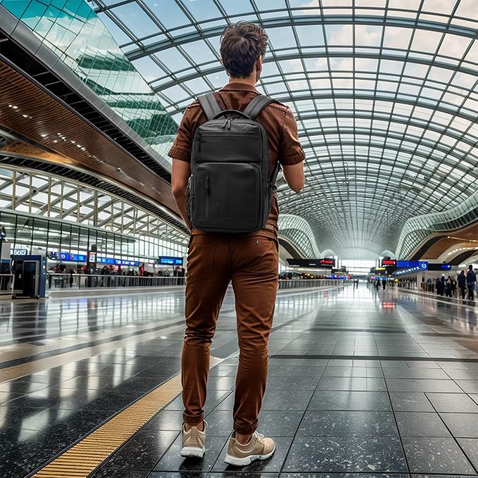 Waterproof Laptop Backpack for Men & Women, Flight Approved Anti-Theft Daypack with 15.6-inch Laptop Sleeve (Black)