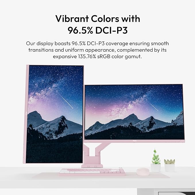 Pixio PX278 Wave Pink 27 inch 180Hz Refresh Rate QHD 1440p Resolution Fast IPS Panel 1ms GTG Response Time Pink Gaming Monitor with FreeSync