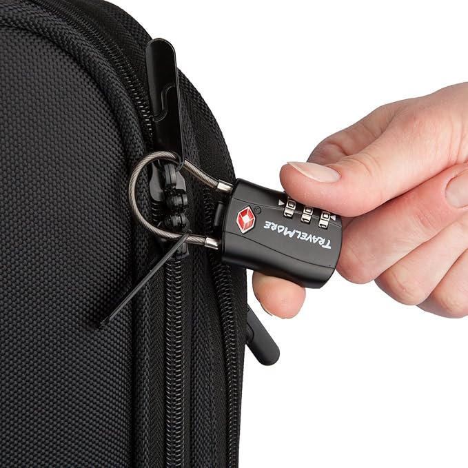 TravelMore 10 Pack TSA Approved Travel Combination Cable Luggage Locks for Suitcases - Orange (10 Pack, Black)