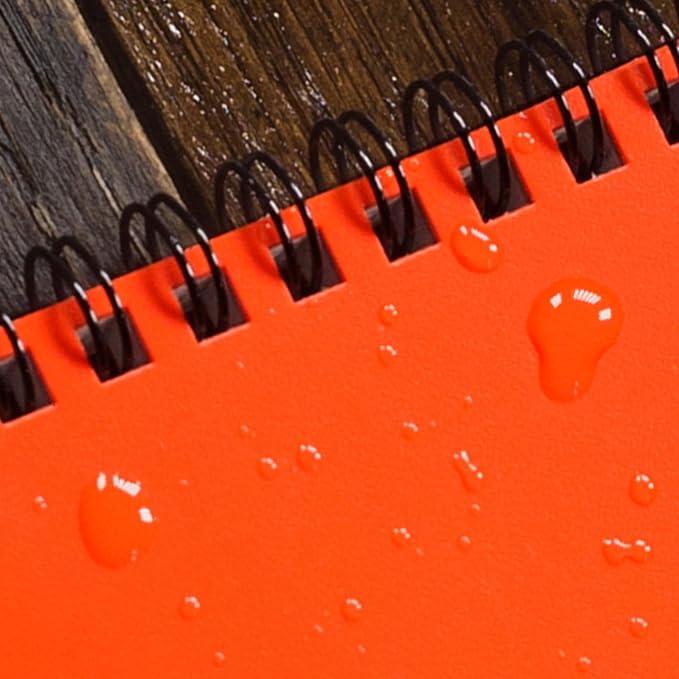 Rite in the Rain Weatherproof Top Spiral Notebook, 3" x 5", Orange Cover, Universal Pattern, 3 Pack (No. OR35-3X)