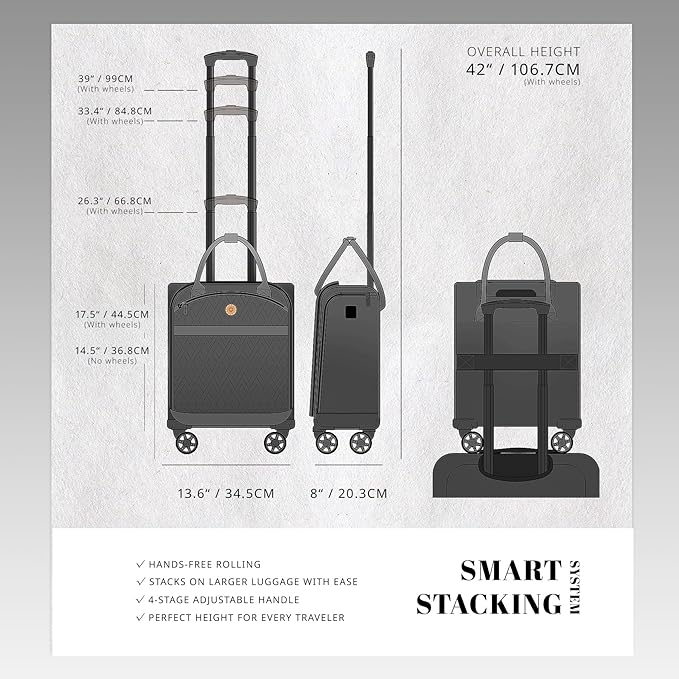 Verage 18x14x8in Spinner Underseat Carry-On Luggage -Airplane Personal Item Bag, USB A&C Charging Port, Padded Laptop Pocket & Wet/Dry Compartments for Women, Classic Black