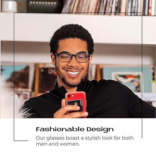 Readerest 3.5 Blue Light Reading Glasses - Lightweight Computer Glasses - Eye Strain, UV Glare Protection (Black+Blue)