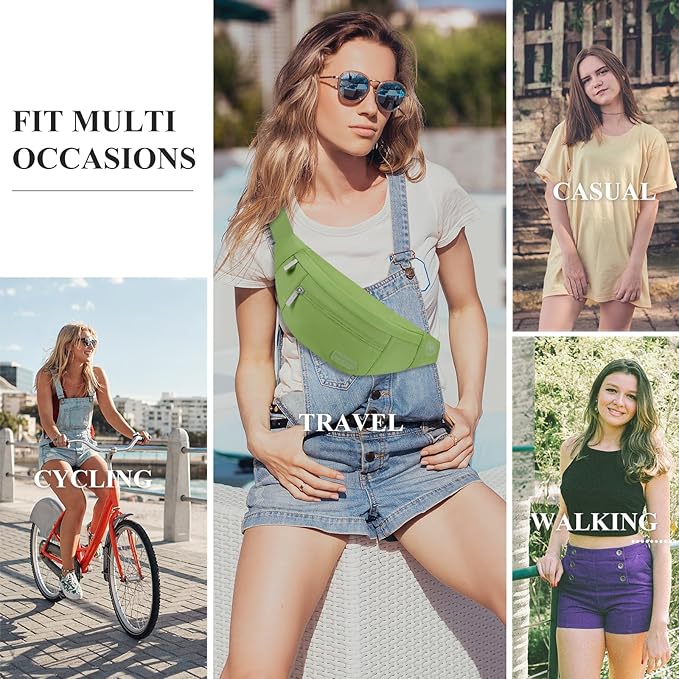 MAXTOP Large Crossbody Fanny Pack with 4-Zipper Pockets,Gifts for Enjoy Sports Festival Workout Traveling Running Casual Hands-Free Wallets Waist Pack Phone Bag Carrying All Phones