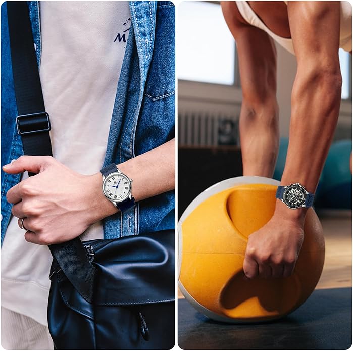 JNN Quick Release Watch Band - Magnetic 18mm 20mm 22mm Braided Nylon Watch Bands, Adjustable Elastic Nylon Watch Straps Replacement Wristband for Men Women