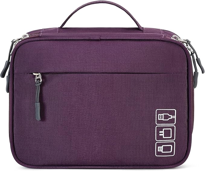 MIRLEWAIY Electronic Organizer Accessory Tech Pouch Water-resistent Travel Cable Storage Bag for Charger, Cables, Power Bank, Hard Drive, Cords, USB, SD Card, Purple