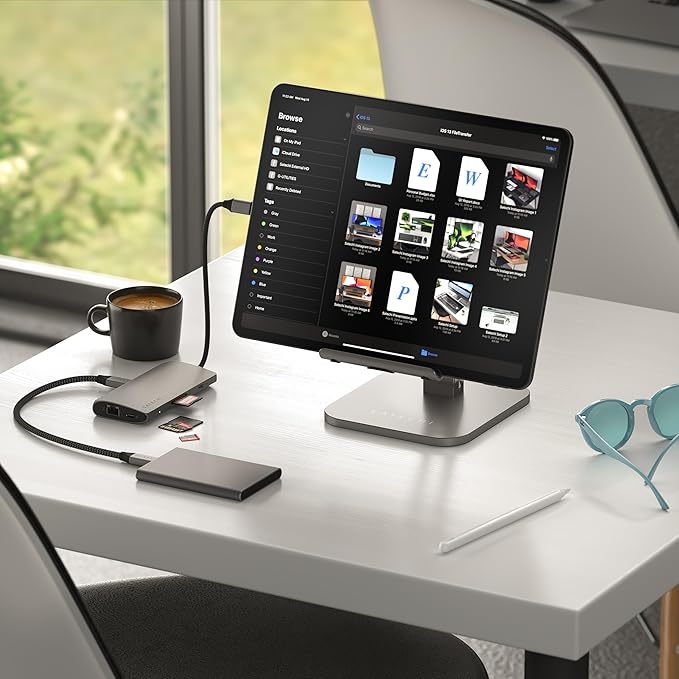 Satechi 8 in 1 USB C Hub Multiport Adapter V3, 8K HDMI, 100W Charging, 4 USB Data Ports, Ethernet, SD Card Reader, for Laptop, for Mac/Windows, MacBook Air/Pro M4, iPad - Space Gray