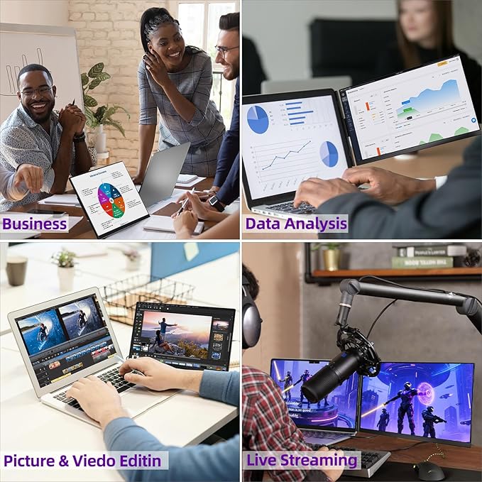 Laptop Screen Extender Dual Monitor - 15.6" Portable Monitor Detachable IPS 1080P FHD 85% NTSC Travel Screen USB-C HDMI Port Compatible with Wins Mac Chrome Dex Fits 13-17" Laptops