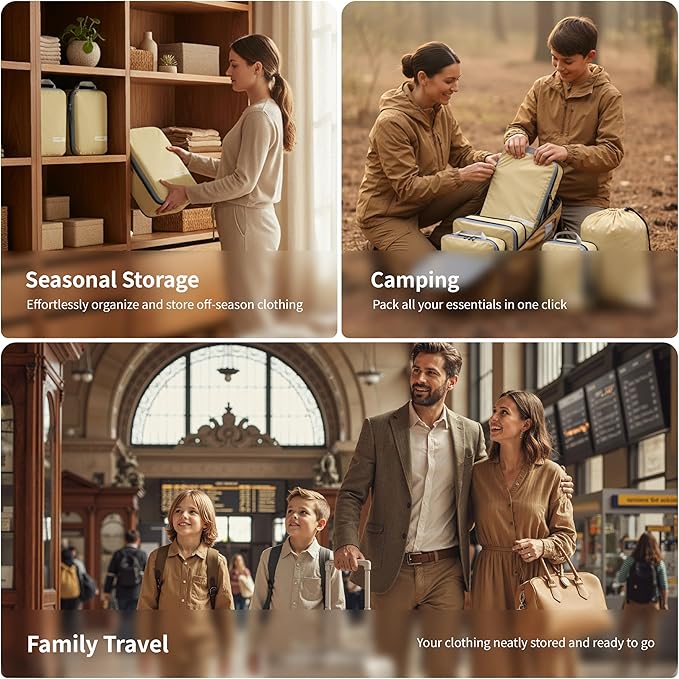 Cipway Compression Packing Cubes for Travel Ultralight Expandable Packing Organizers for Carry on Luggage (Vanilla Cream 3 Set)