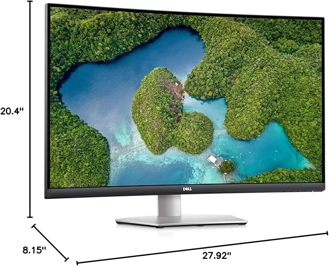 Dell S3221QS 32 Inch Curved 4K UHD (3840 x 2160), VA Ultra-Thin Bezel Monitor, 60Hz, 4MS Response Time, 90% DCI-P3, 99% sRGB, AMD FreeSync, HDMI, DisplayPort, Built in Speakers, VESA Certified, Silver