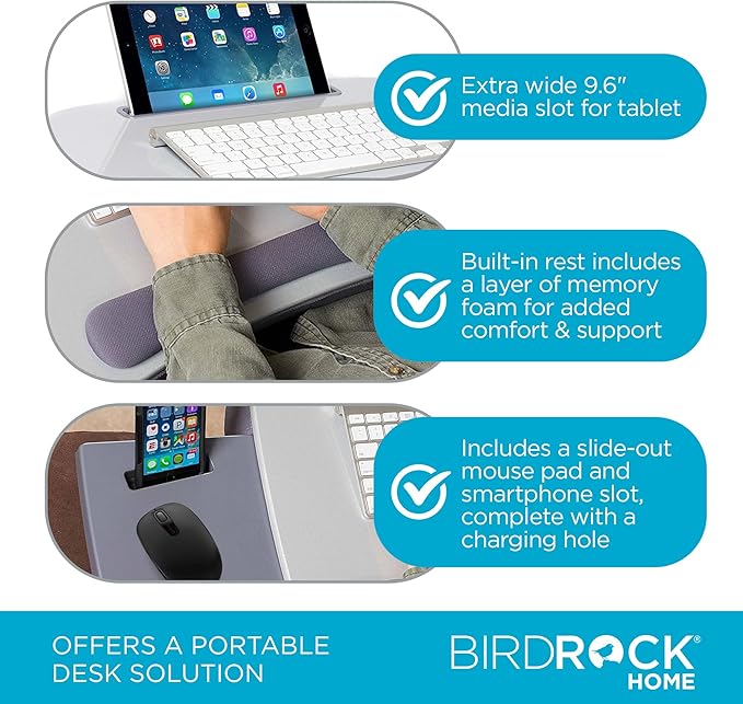 Sofia + Sam Multi Tasking Lap Desk (Silver) | Supports Laptops Up to 15 Inches