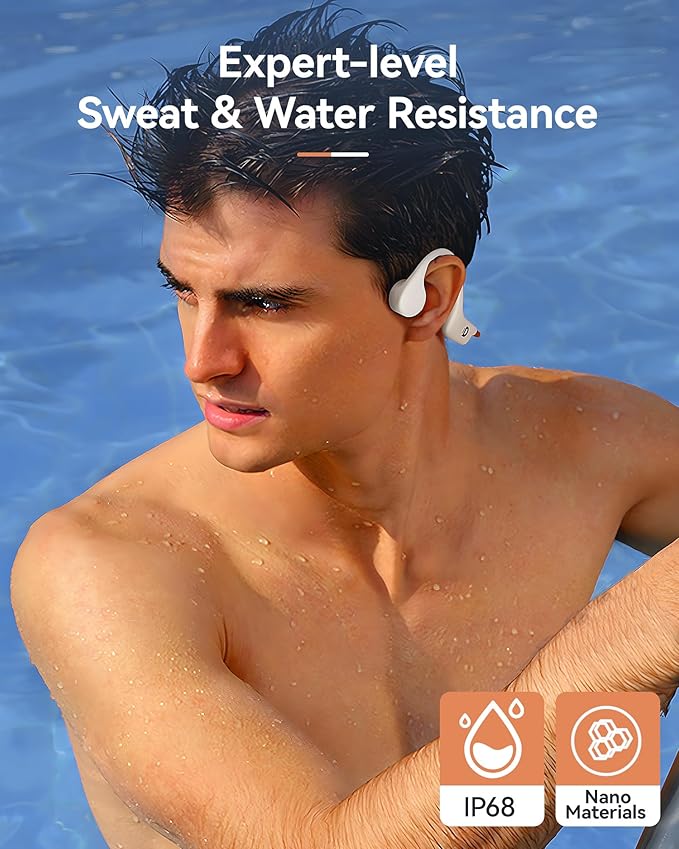 Open Ear Sport Headphones, Wireless Bone Conduction Earphones, Built-in 32GB MP3,with Mic, IP68, Sweat & Water Resistant, Up to 8 Hours Battery, Bluetooth 5.3,for Running,Workouts