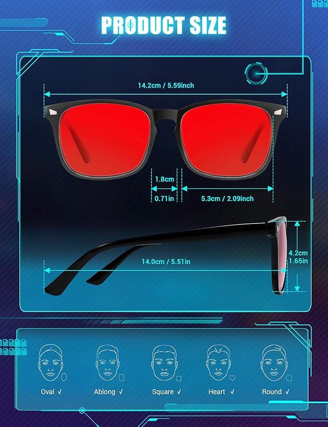 TIJN Sleep Glasses for 99.9% Blue Green Light Blocking Dual AR Coatings Red Lens for Computer Gaming Reduce Eyestrain