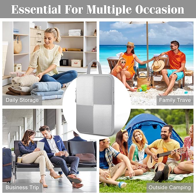 8 Set Compression Packing Cubes for Travel, Expandable Waterproof Travel Organizer, Lightweight Luggage Organizer with Shoes & Laundry Bags, Travel Accessories for Men Women, Grey