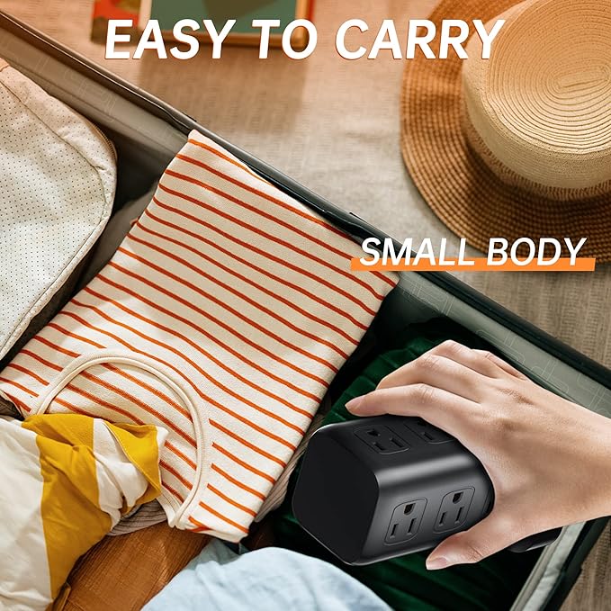 PD 20W USB C Surge Protector, Mini Power Strip Tower Travel 12 AC 4 USB Power Strip with USB Ports 6.5FT Overload Protection for Home Office