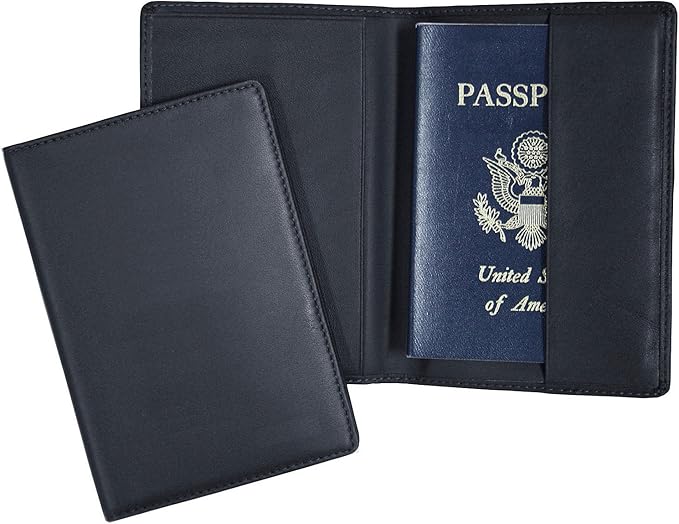 Royce Leather RFID Blocking Passport Travel Document Organizer in Leather, Blue, One Size