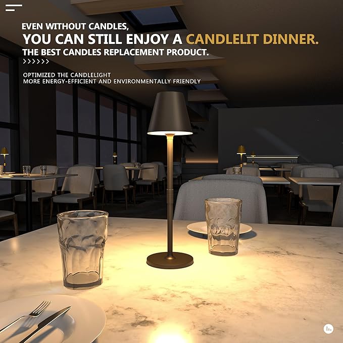 2 Pack LED CordlessTable Lamp,4000mAh Rechargeable Battery Desk lamp,3 Level Brightness Portable Night Light, Minimalist Design, for Couple Dinner/Coffee Table/Restaurant/Bedroom(2Pack Khaki)