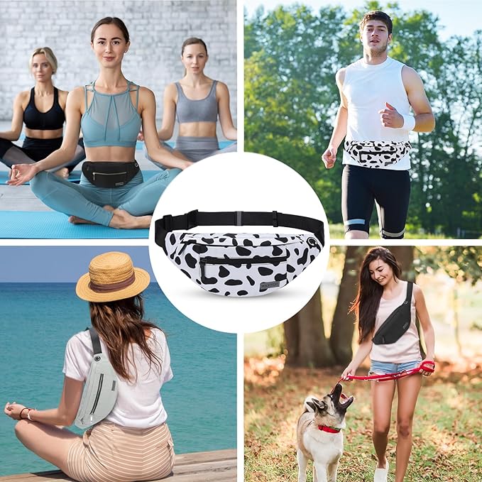 MAXTOP Large Crossbody Fanny Pack with 4-Zipper Pockets,Gifts for Enjoy Sports Festival Workout Traveling Running Casual Hands-Free Wallets Waist Pack Phone Bag Carrying All Phones